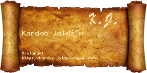 Kardos Jolán névjegykártya