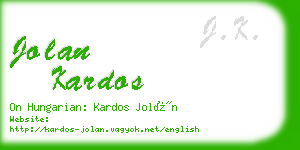 jolan kardos business card